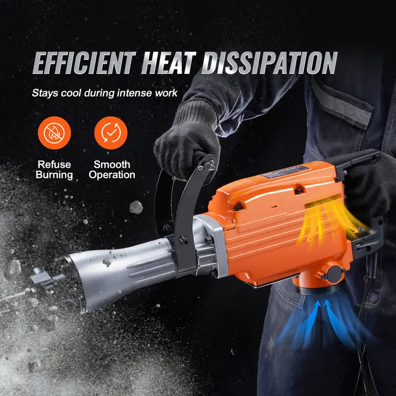VEVOR Demolition Jack Hammer Concrete Breaker, Various specifications, Electric Hammer, Chisel Bits Professionals Aluminum