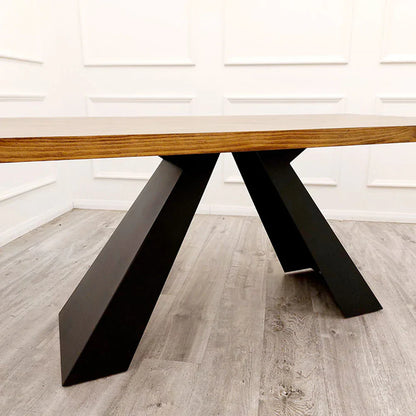 Axel 1.8m Dining Table Solid Wood Top With Matt Black Metal Legs