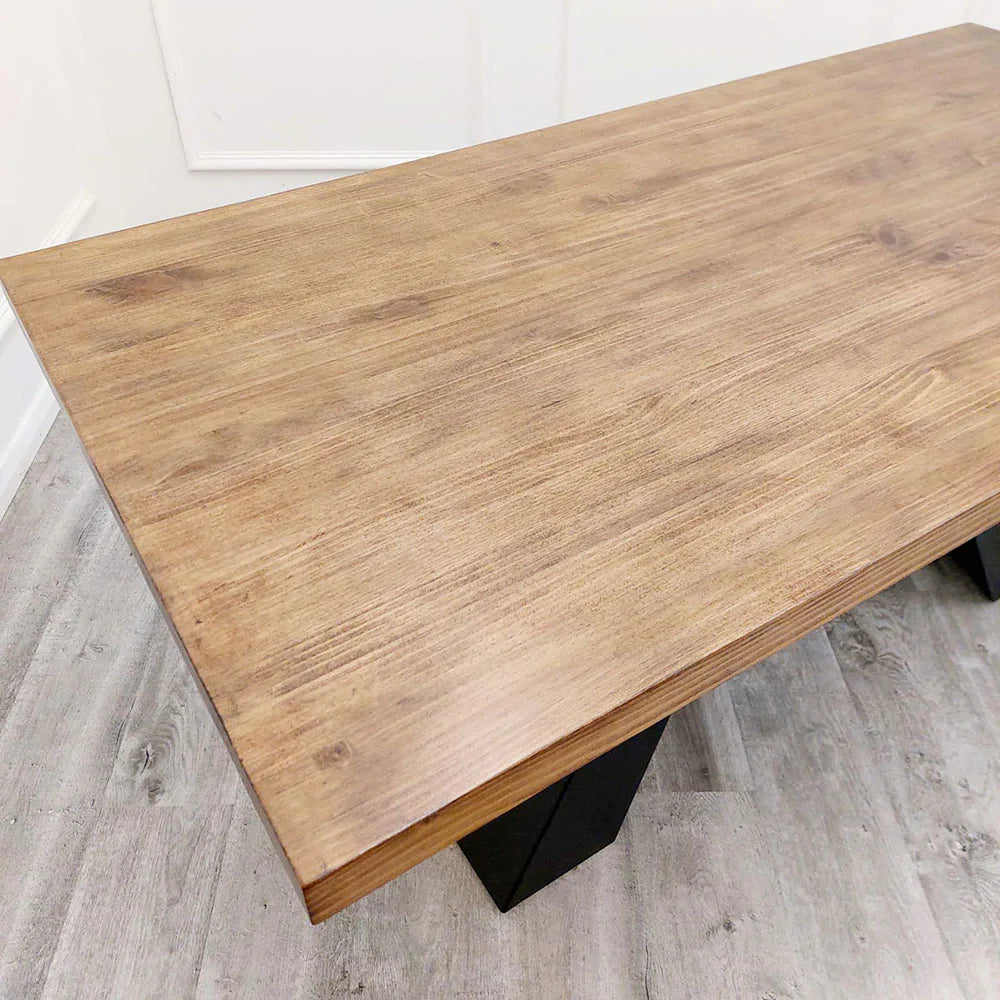 Axel 1.8m Dining Table Solid Wood Top With Matt Black Metal Legs