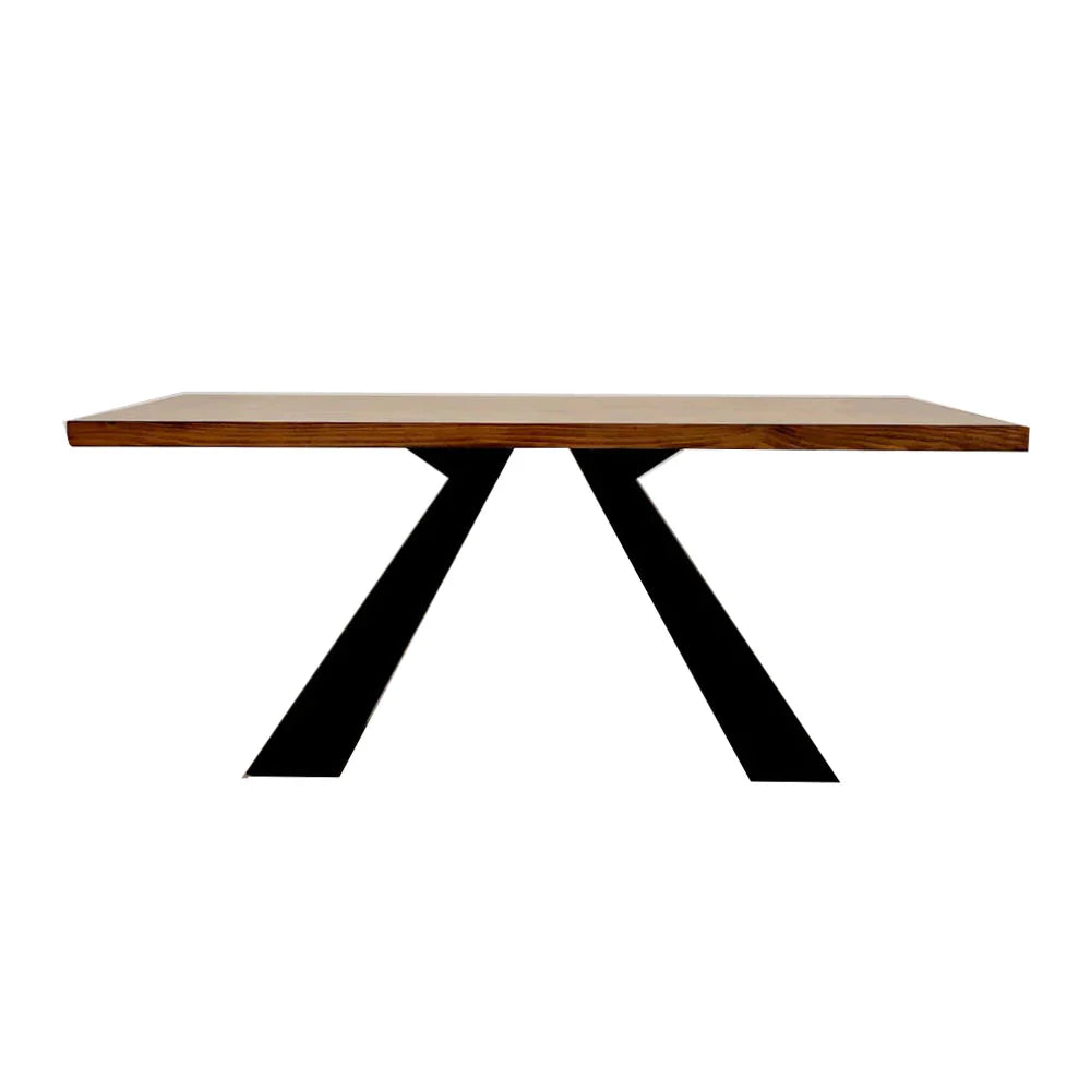 Axel 1.8m Dining Table Solid Wood Top With Matt Black Metal Legs