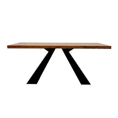 Axel 1.8m Dining Table Solid Wood Top With Matt Black Metal Legs