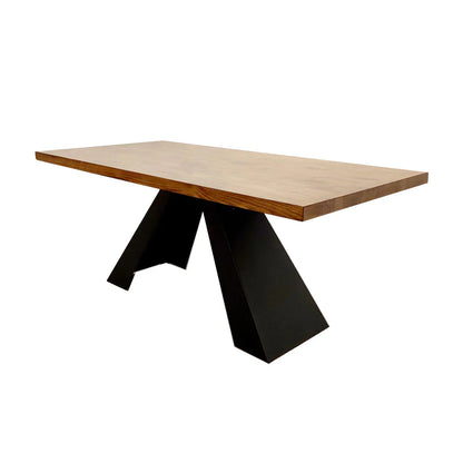 Axel 1.8m Dining Table Solid Wood Top With Matt Black Metal Legs