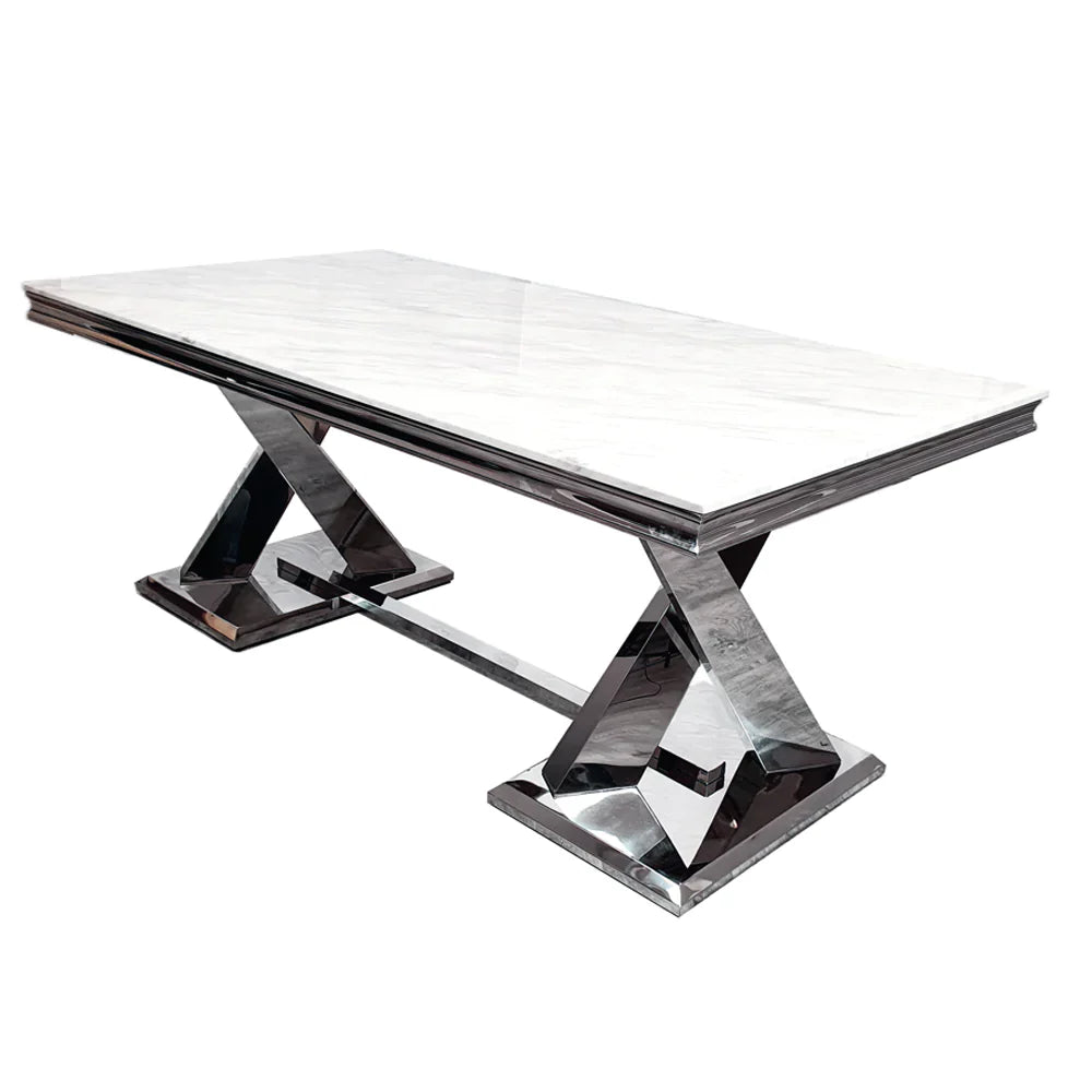 Xavia 1.8m Dining Table With Glass/Marble Tops