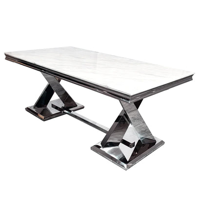 Xavia 1.8m Dining Table With Glass/Marble Tops